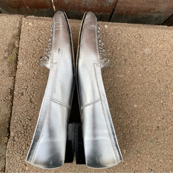 SEBASTINO Vintage Women’s Leather Silver Beaded Flat Loafer Shoe Size 7N - Picture 9 of 12